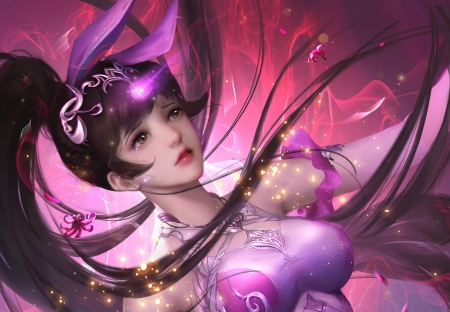 Fantasy girl - fantasy, yanmin ji, girl, face, pink