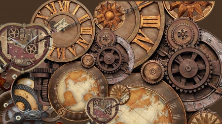 Steampunk - clocks, science fiction, Firefox theme, chains, science, technoglogy, gears