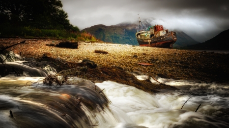 Creek Boat - boat, river, Ship, creek