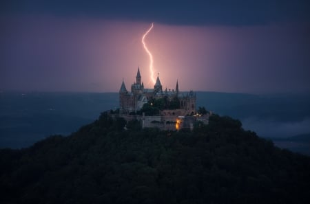 Castle-Hohenzollern - Hohenzollern, Castle, Germany, lightining