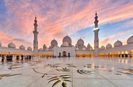 Sheikh Zayed Grand Mosque - dome, temple, mosque, minarets, sky, dubai