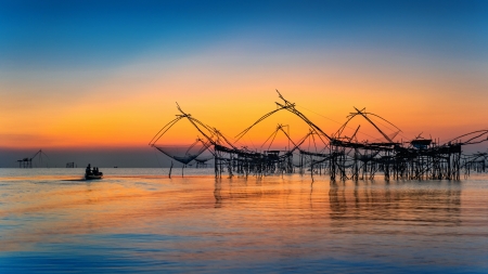 Fishing - Fishing, Sunrise, Boat, Sky, Thailand