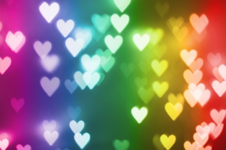 Rainbow hearts - abstract, bokeh, hearts, love, rainbow