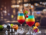 Glass of rainbow  cocktails