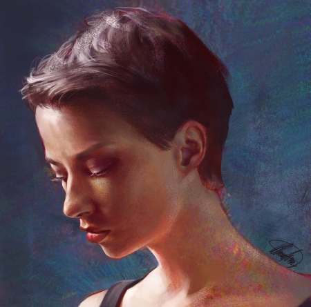 Girl - profile, fantasy, art, portrait, face, carina klinkhammer, girl, luminos