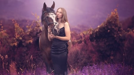 Girl and the Horse - Girl, pet, animal, horse