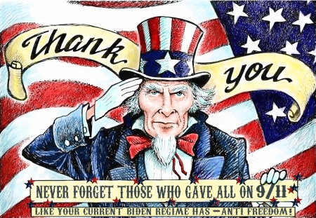 Sad Days In America - uncle sam, flag, banner, 911