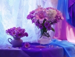 Vase of purple flowers