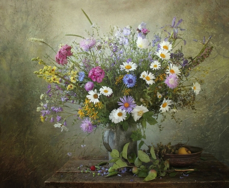 Fresh wildflowers - Bouquet, Summer, Fruits, Still life