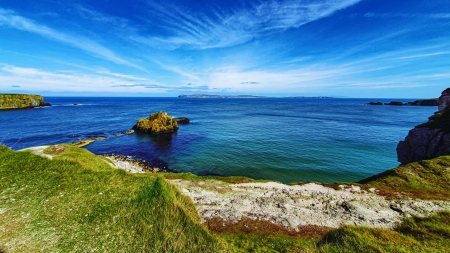 Balintoy, Northern Ireland - clouds, coast, sea, rocks, sky