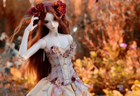 Fall doll - autumn, doll, fall, leaves, picture, season