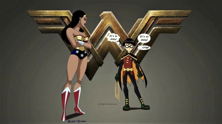 Wonder Woman's Lasso 2 - diana prince, robin, desktop, hd wallpaper, wonder woman, desktop nexus, cartoon, fan art, animation, 1920x1080 only, dick grayson, anime, laptop