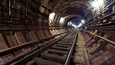 Subway Tunnel - rails, underground, tunnel, subway