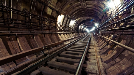 Subway Tunnel - subway, tunnel, rails, underground