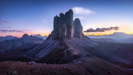 Blue hour at Tre Cime di Lavaredo, Dolomites, Italy