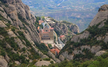 Monastery in Montserrat, Catalonia - monastery, rocks, mountains, Catalonia