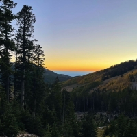 Descending Mt Peale at dusk - La Sal Mountain range, Utah