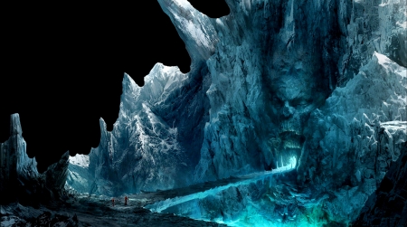 ice fall - ice, gothic, mountains, dark