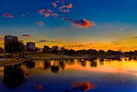 Lets Go Golfing - sky, sun, water, tide, rock