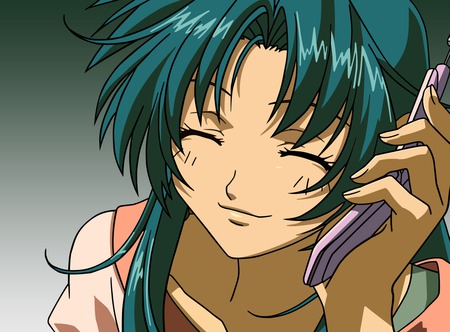 Chidori Kaname - anime, full metal panic, girl, long hair, bue hair, chidori kaname, cute, phone, sexy