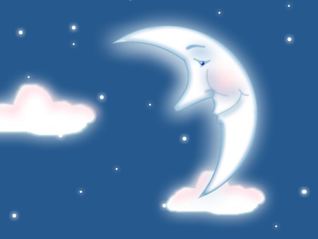 dreamy - face, moon, half, blue