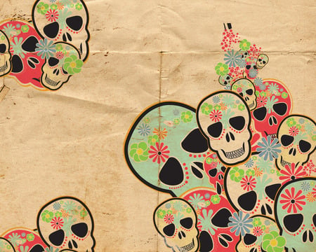 skull on paper - art, skull