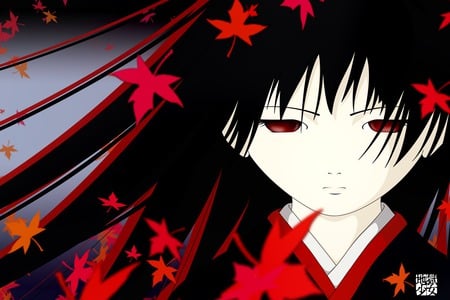 Jigoku Shoujo - hell girl, sexy, long hair, black hair, jigoku shoujo, red eyes, anime, cute, ai enma