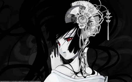 Jigoku Shoujo - hell girl, sexy, girl, long hair, jigoku shoujo, black hair, red eyes, anime, cute, ai enma