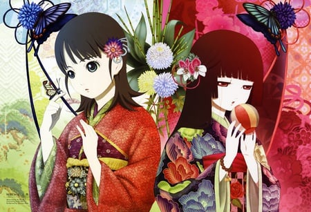 Jigoku Shoujo - anime, jigoku shoujo, girl, long hair, red eyes, ai enma, black hair, cute, hell girl, sexy