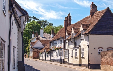 St. Albans, England - street, England, houses, town, old