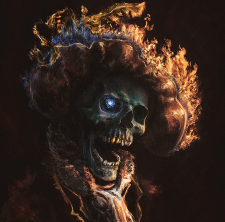 Do you like my hat? by Felipe Do Rosario - bones, fantasy, art, felipe do rosario, skull, fire, hat, dark, halloween