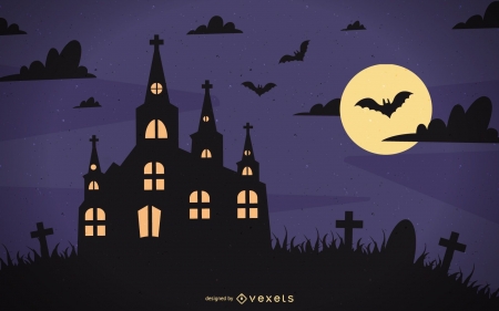 Halloween - house, vector, night, dark, mpon, fantasy, purple, halloween, vexels