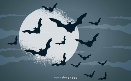 Happy Halloween! - moon, bat, night, black, fantasy, grey, white, halloween, vexels, luna