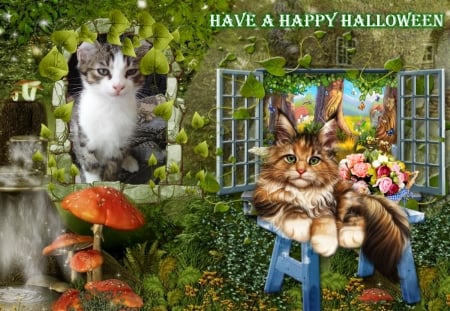 Happy Halloween - cats, halloween, cute, greetings