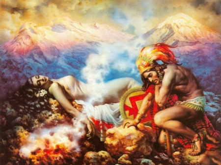 The Healing - art, fantasy, lamamake, wallpaper, girl, indian, woman, colorful, beautiful, digital