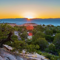 Sunrise over the Rio Grande Valley, Otowi Mesa Los Alamos New Mexico