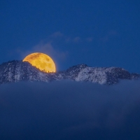 Moonrise over Wasatch Mountain range, Utah