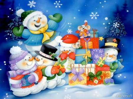 frosty holiday - childern, frosty, happy, snow, winter