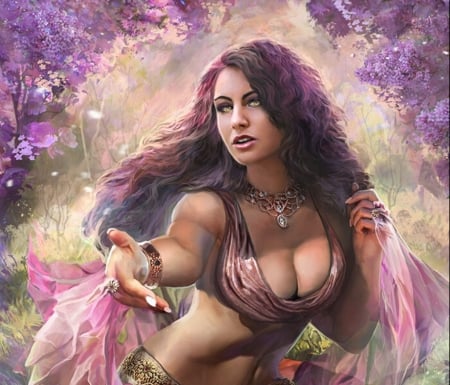 Regina - fantasy, regina, girl, clayscence art, art, pink, jewel