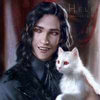 Vampire with white cat