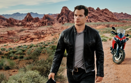 Henry Cavill - motorcycle, actor, henry cavill, man, bike