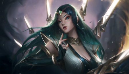 Irelia - face, girl, jinhao hu, irelia, fantasy
