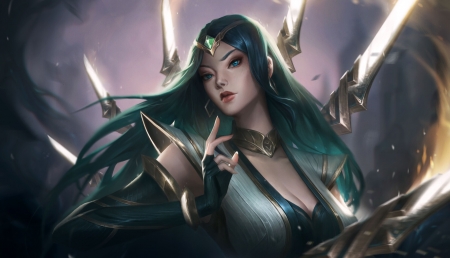 Irelia - fantasy, jinhao hu, girl, face, irelia