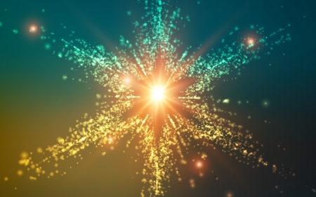 Star - christmas, abstract, glow, star, yellow, craciun, blue, green