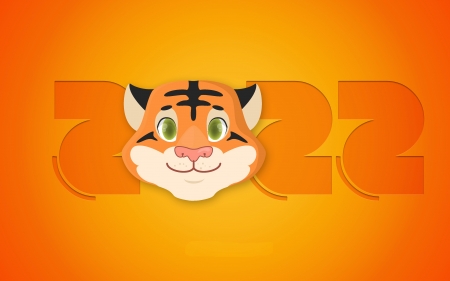 Happy New Year! - craciun, tiger, christmas, chinese zodiac, 2022, card, orange, new year