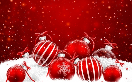 Christmas Decorations with Red Balls and Snowflakes  - Balls, Winter, Snowflakes, Decorations