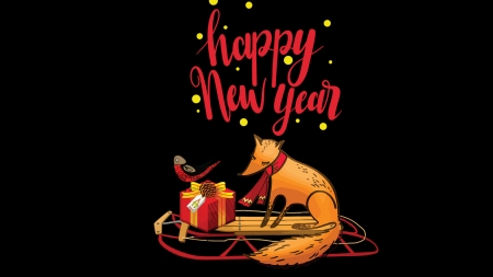 Happy Firefox New Year - winter, holiday, fox, new year, Firefox, 2022, sled