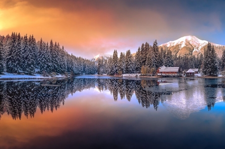 keltendorf austria - lake, winter, trees, houses