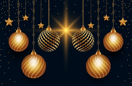 Golden Christmas Decoration - balls, decoration, new year, start