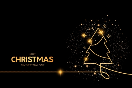 :) - new year, tree, golden, black, craciun, christmas, card